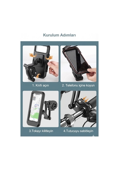 Motosiklet Bisiklet Su Geçirmez Manyetik Telefon Tutucu Gidon Navigasyon Kılıfı Çok Renkli