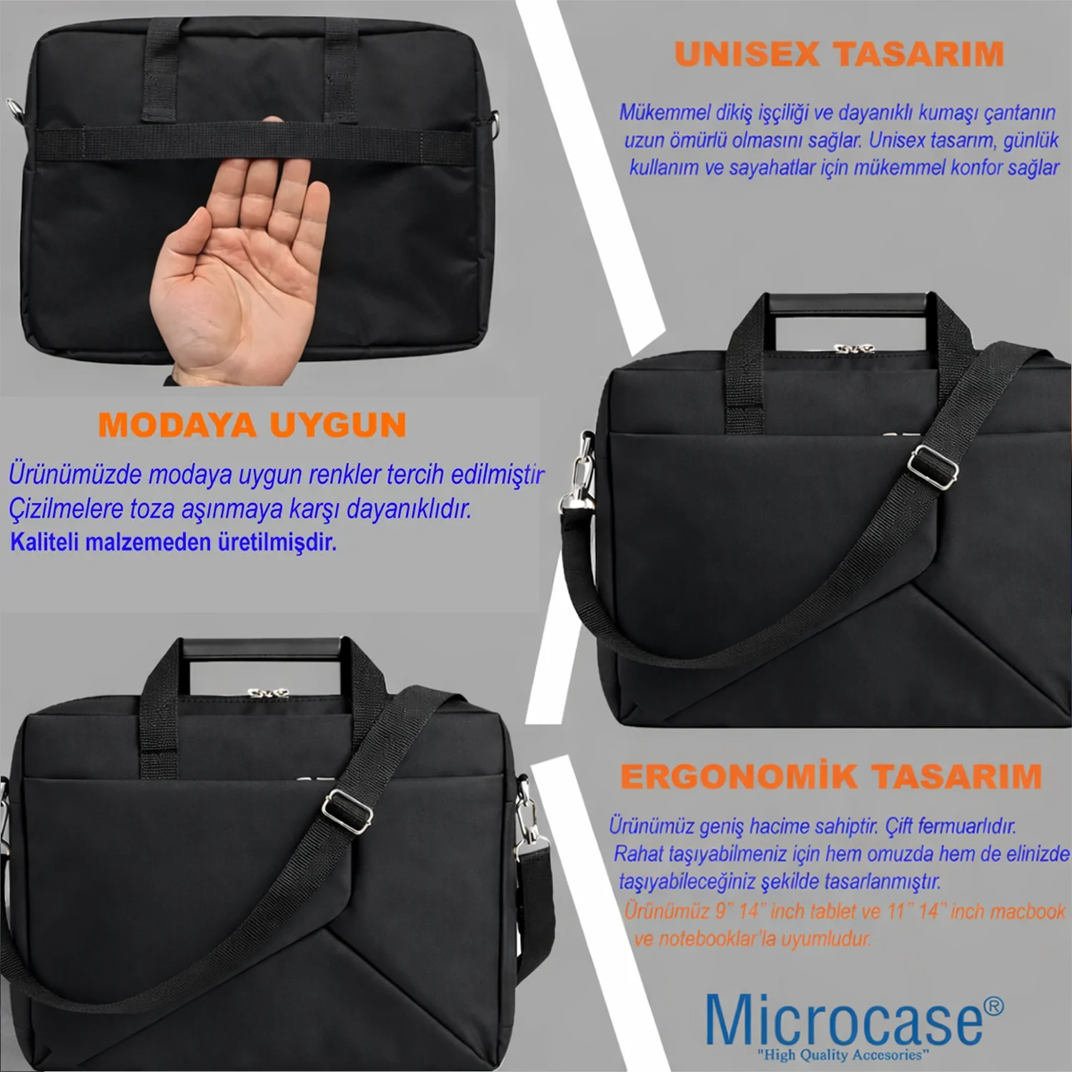 Microcase Honor Pad X8b 11 İnch İle Uyumlu Macbook Laptop Çantası 2 Bölmeli Siyah Al5559