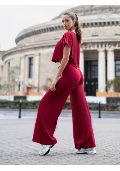 Lismina Yuvarlak Kesimli Yoga Tişörtü Bordo