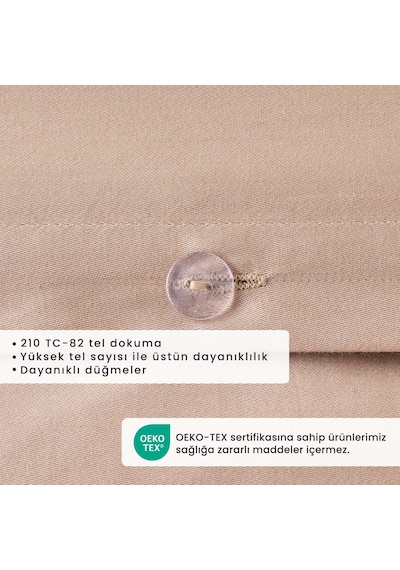Bella Maison %100 Pamuk Saten Supreme Basic Çift Kişilik Nevresim Seti Vizon 200 x 220 CM Vizon