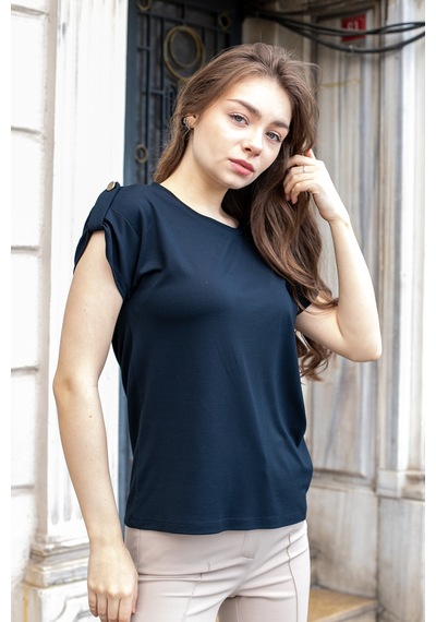 Kadın Modal Penye Geniş Sıfır Yaka Düşük Omuzlu Apoletli Kısa Kol T-shirt Bluz-koyu Lacivert K.lacivert Kadın Modal Penye Geniş Sıfır Yaka Düşük Omuzlu Apoletli Kısa Kol T-shirt Bluz-koyu Lacivert K.lacivert