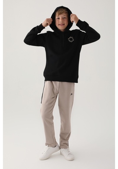 Kappa Siyah Yaka Fermuarlı Kapüşonlu Erkek Çocuk Sweatshirt