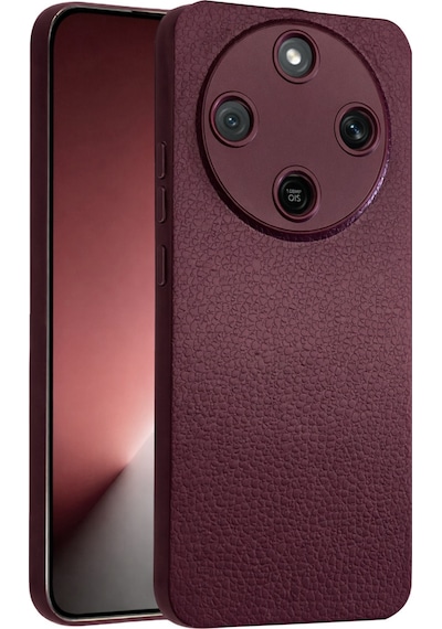 Honor Magic 8 Lite Uyumlu Deri Dokulu Yumuşak Silikon Telefon Kılıfı Kapak Bordo