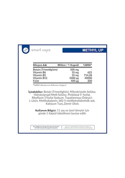 Smartcaps Methylup Active B Comlex Tmg 60 Kapsül