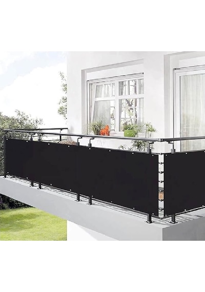 6 Metre X 95 Cm Siyah Renk Polyester Balkon Demiri Brandası Su Geçirmez 1.sınıf 650g Çok Renkli