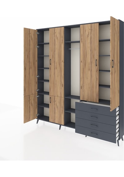 Arges Dolap 14 Raflı 4 Çekmeceli Tek Askılı 220x30x243 Antrasit-çam/antrasit Atlas Çam/antrasıt Arges Dolap 14 Raflı 4 Çekmeceli Tek Askılı 220x30x243 Antrasit-çam/antrasit Atlas Çam/antrasıt