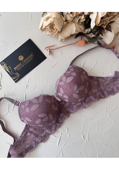 Jasmine Askıları Parlak Taşlı Hafif Destekli Dantelli Soft Cup İt Gül Kurusu
