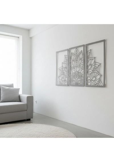 Mandala Metal Tablo 3'lü Yatay Set Detaylı Sanat Duvar Dekoru