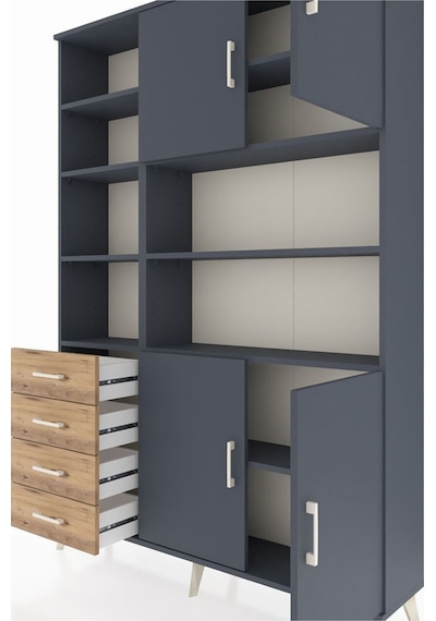 Arges Dolap 9 Raflı 4 Çekmeceli 4 Kapaklı 132x30x195 Antrasit-antrasit/çam Antrasıt/atlas Çam Arges Dolap 9 Raflı 4 Çekmeceli 4 Kapaklı 132x30x195 Antrasit-antrasit/çam Antrasıt/atlas Çam