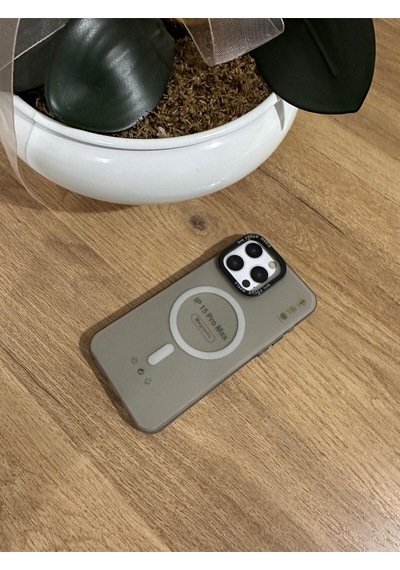 15 Promax Magsafe Destekli Darbe Korumalı Slikon Kılıf Gri