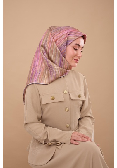 Silk Home Twill İpek Eşarp 11484-42 Mor, Pembe, Yavruağzı, Yeşil, Küf Yeşili