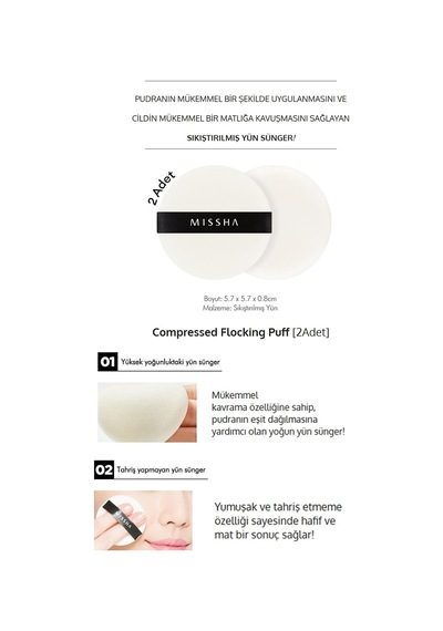 Compressed Flocking Puff Yuvarlak 2adet Çok Renkli