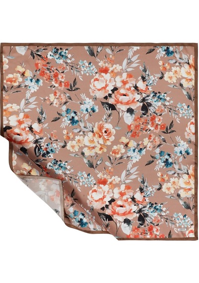 İpekevi Twill İpek Eşarp - Blooming Garden Desenli - Fondöten Fondöten
