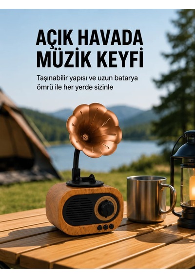 Northcity Taşınabilir Mini Retro Radyo Bluetooth Hoparlör - Yeni Nesil Tasarım