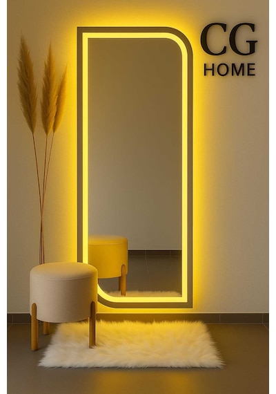 Ledli Ayna, Lazer Kumlamalı, Dekoratif Ayna, Duvar Aynası, Konsol Aynası, Holl Aynası, Günışığı Led 120 X 50 Gümüş