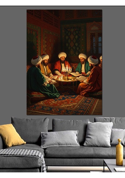 Osmanlı Meclisi Ve Kahve Sohbeti Dekoratif Kanvas - Mdf Ahşap Tablo
