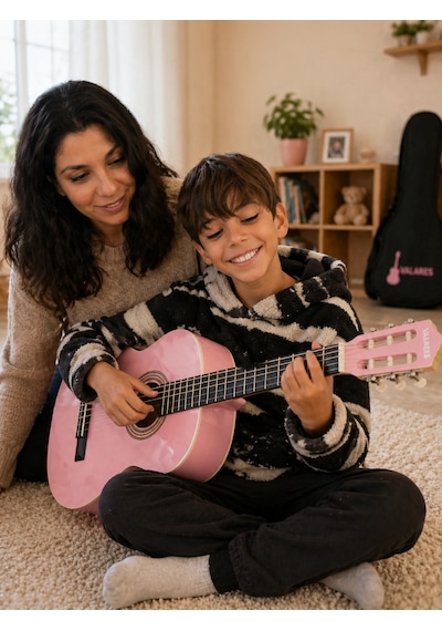 Valares Qcg3624 Klasik Gitar Soft Pembe Tasarım 39 4/4 Sap Ayarlı Köşe Korumalı Askı Aparatlı Yumuşak Tını