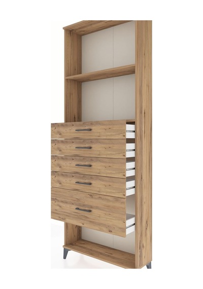 Arges Dolap 2 Raflı 5 Çekmeceli 88x30x243 Çam-çam Atlas Çam