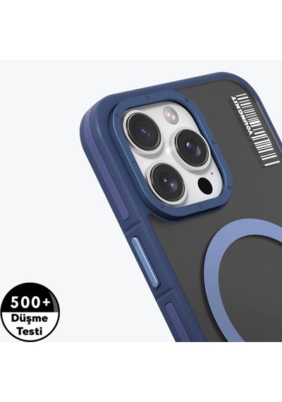 Apple iPhone 16 Pro Max Uyumlu Kılıf Magsafe Şarj Özellikli Youngkit Rock Sand Serisi Kapak Mavi