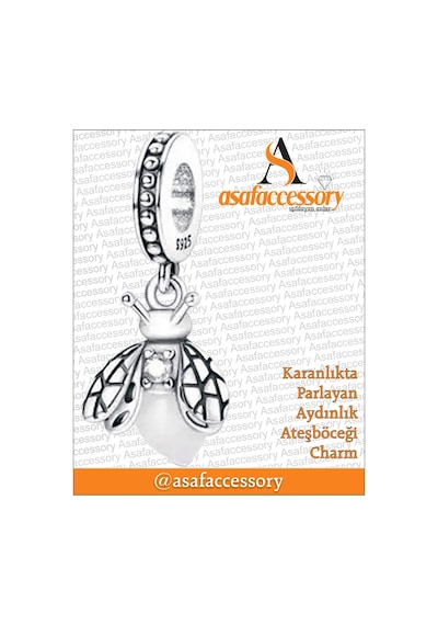 Karanlıkta Parlayan Aydınlık Ateş Böceği Charm Asafaccessory Gümüş