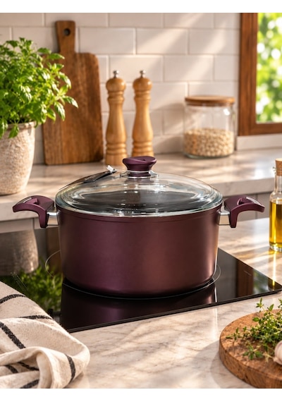 Vera Titanyum Derin Tencere Mürdüm 24 Cm-7705 Çok Renkli