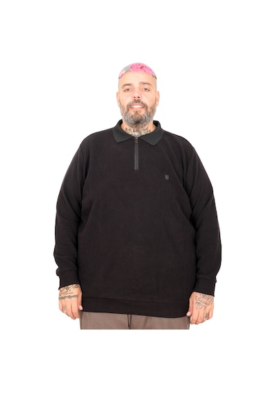 Mode Xl Büyük Beden Erkek Polo Waffle Kazak U25822 Siyah