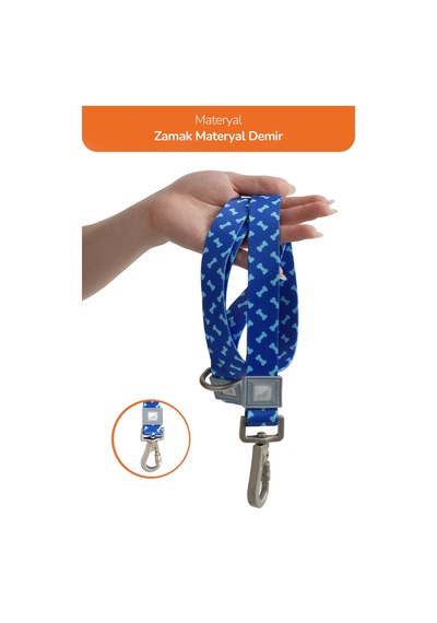 Köpekler İçin Dayanıklı Ve Güvenli, Desenli Gezdirme Tasması 25mm Lacivert