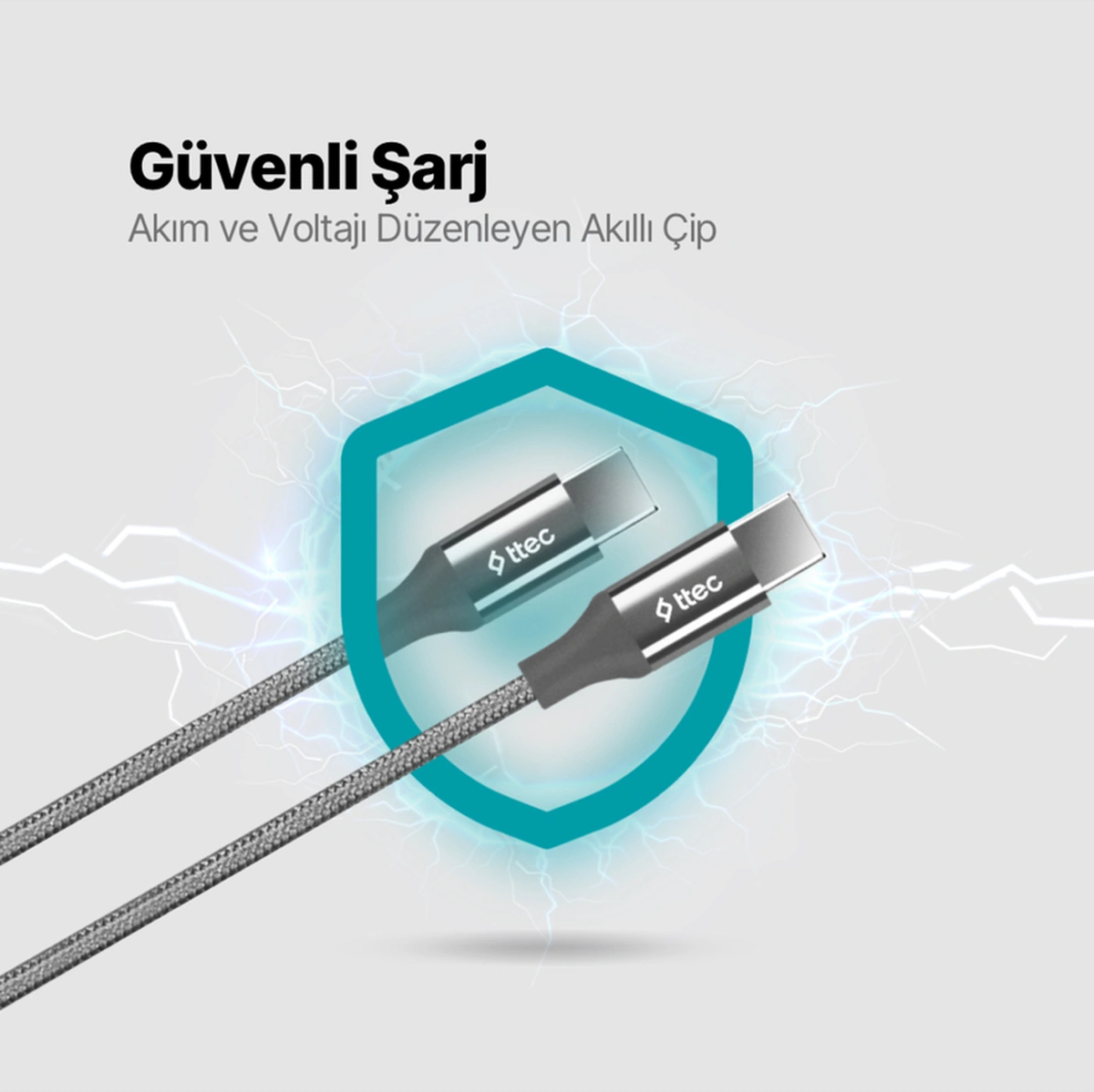 Alumicable Usb-c - Usb-c 150cm 100w Pd/qc Hızlı Şarj/data Kablosu Uzay Grisi