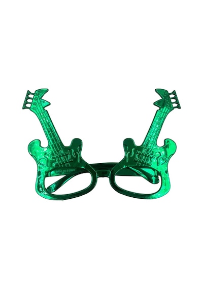 Parti Gözlük Plastik Camsız Gitar Şeklinde Yeşil 14x6 Cm