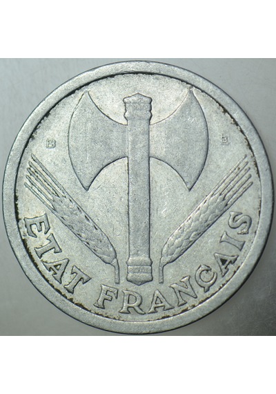 Fransa 2 Frank 1944 B. En Az Çıkan Tarih Ve Harf. Iı. Dünya Savaşı Nazi İşgali.