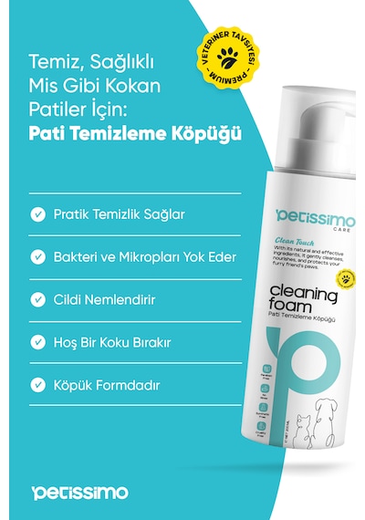 Petissimo Care 3'lü Süper Temizlik Seti - Arındırıcı Şampuan - Kuru Şampuan - Pati Temizleme Köpüğü