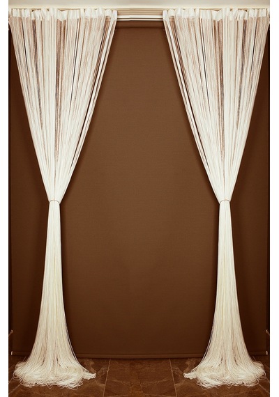 İp Perde İnce Zincir Krem Renk 300 X 280 Cm Krem