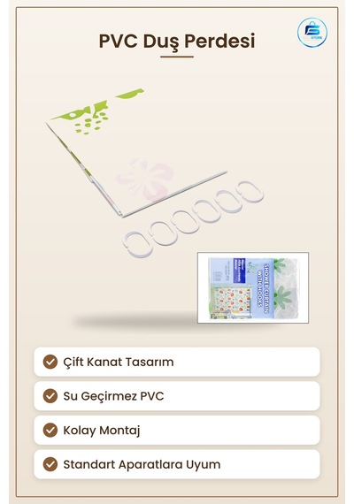 Pvc Duş Perdesi Çift Kanat Su Geçirmez Banyo Tekstili Hijyenik Ma Çok Renkli