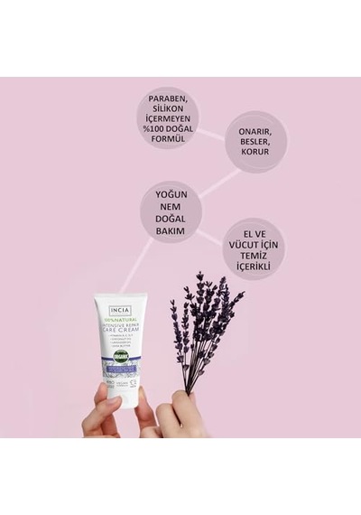 %100 Doğal Onarıcı Bakım Kremi Yoğun Nemlendirici Cilt Bakım Lavanta Avokado Shea Vegan 50 Ml