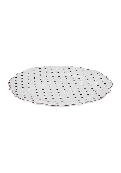 Karaca New Romantic Puantiyeli Pasta Tabağı 21 cm Siyah