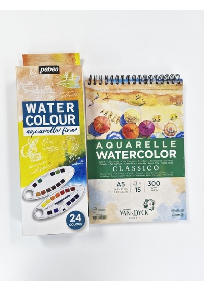 Pebeo Watercolor 24lü Set 300102+van Dyck A5 Vd420412 S.boya Defter Hediyeli