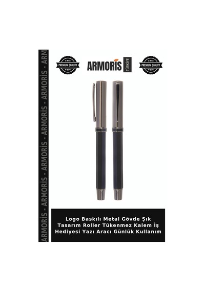 Logo Baskılı Metal Gövde Şık Tasarım Roller Tükenmez Kalem İş Hediyesi Yazı Aracı Günlük Kullanım Çok Renkli