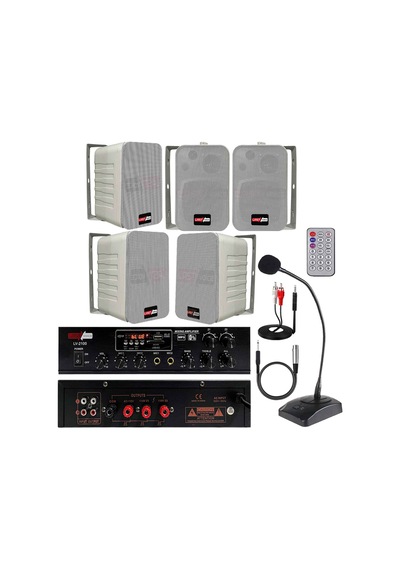 Lastvoice Large Paket-4 Hoparlör ve Anfi Anons Ses Sistemi Seti
