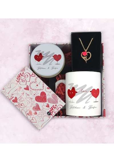 BK Gift Sevgiliye Özel Kutuda Hediye Seti, Kupa Bardak, Sevgili Hediyesi, Aşk Kolyesi, Kokulu Mum,Yıl Dönümü Hediyesi-6