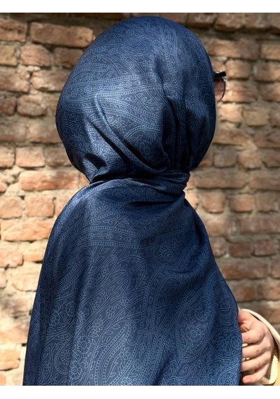 Qalortex Scarf Pamuklu Soft İnci Desen Şal-lacivert