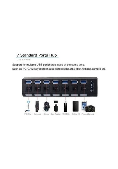 5258 7 Port Usb 3.0 Ve Usb 2.0 Hub Anahtarlı Çoklayıcı Çoğaltıcı Switch