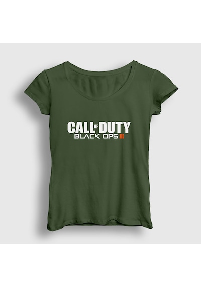 Presmono Kadın Black Ops Call Of Duty T-shirt Haki