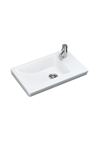 Turavit İda Dikdörtgen Etajer Uyumlu Beyaz Lavabo 28x45 Cm Id0703 Beyaz