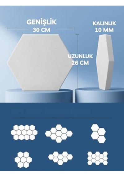 Beylini 12'li Akustik Panel Keçe Kendinden Yapışkanlı Duvar Kaplama Ses Ve Isı Yalıtım Duvar Kaplama 10 Mm Kalınlık 26x30 Cm Karışık
