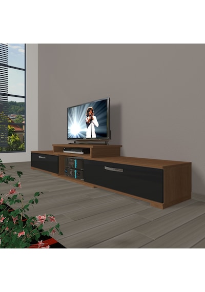 Decoraktiv Flex 4 Mdf Tv Ünitesi Tv Sehpası Ceviz - Siyah