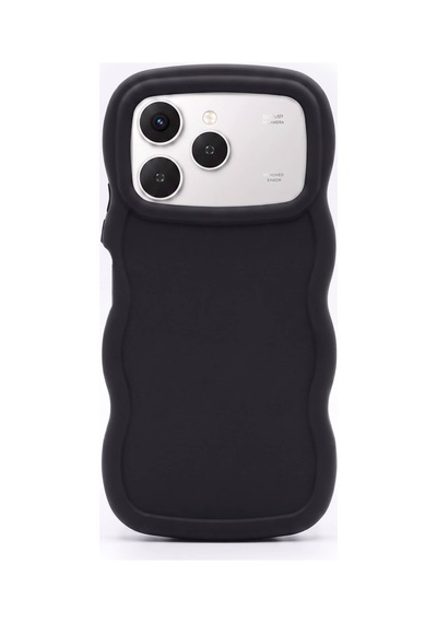 Tecno Spark40-4g Km5 Uyumlu Dalgalı Tasarım Kamera Korumalı Mat Silikon Telefon Kılıfı-54224 Siyah