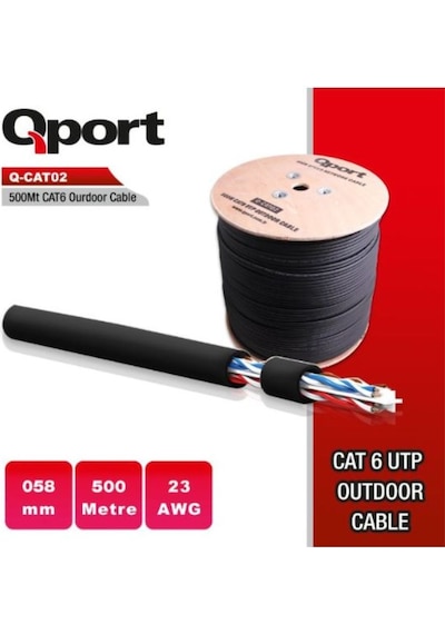 Qport Q-Cato2 Cat6 23AWG 500 M Outdoor Makaralı Kablo 0.58 MM
