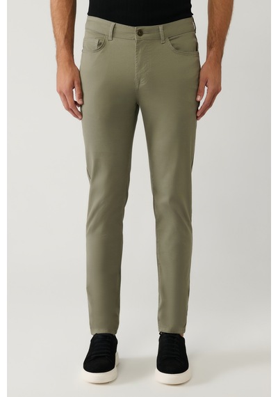 Avva Erkek Haki Klasik Bel Soft Touch Pamuklu Slim Fit Pantolon B003038