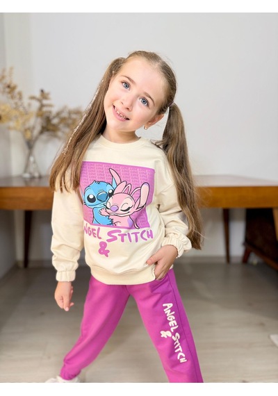Stitch Kız Çocuk Eşofman Takım Mor