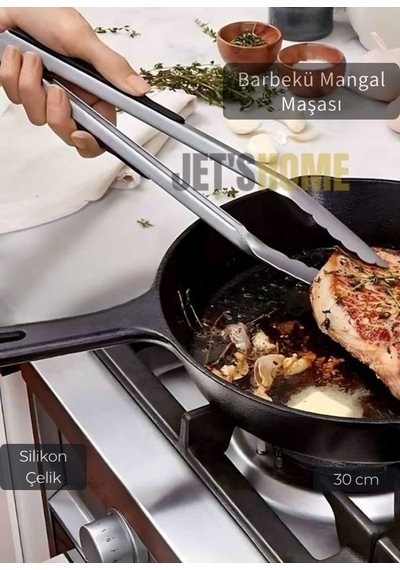 Sunum Maşası Barbekü Maşası Mangal Maşa Çelik Salata Maşası 30 Cm